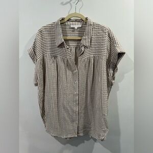 Jane + Delancey Beige Striped Button-Down Shirt